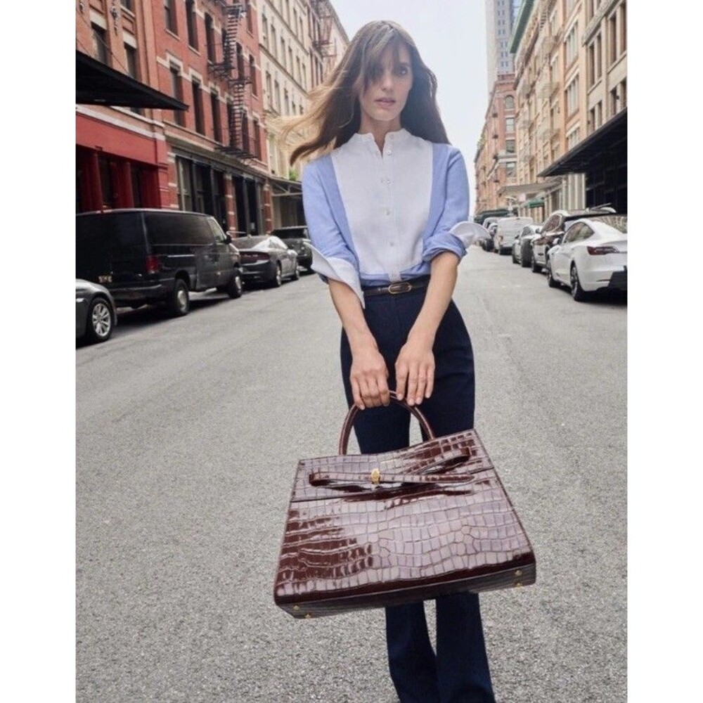 Veronica Beard Shirt 2 / XS Naya Chambray Blue Haze White Button Front Preppy